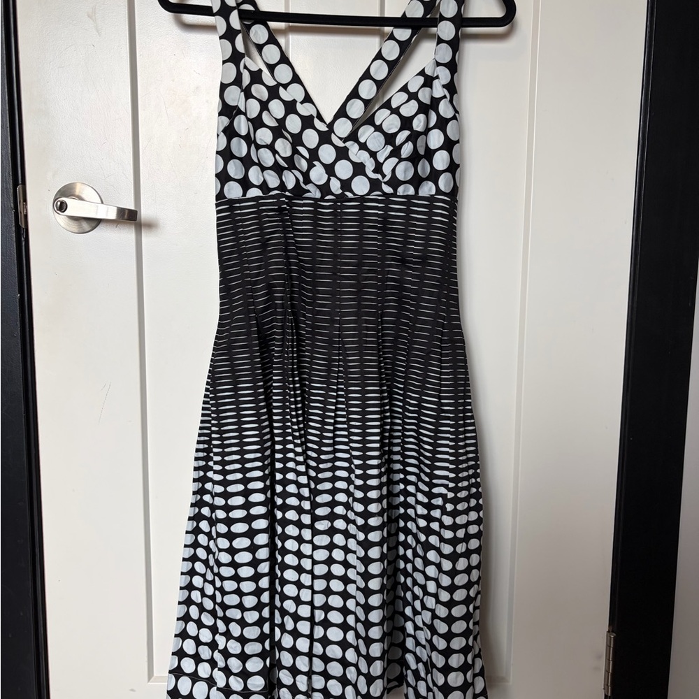 Calvin Klein Black and White Patterned Midi Dress